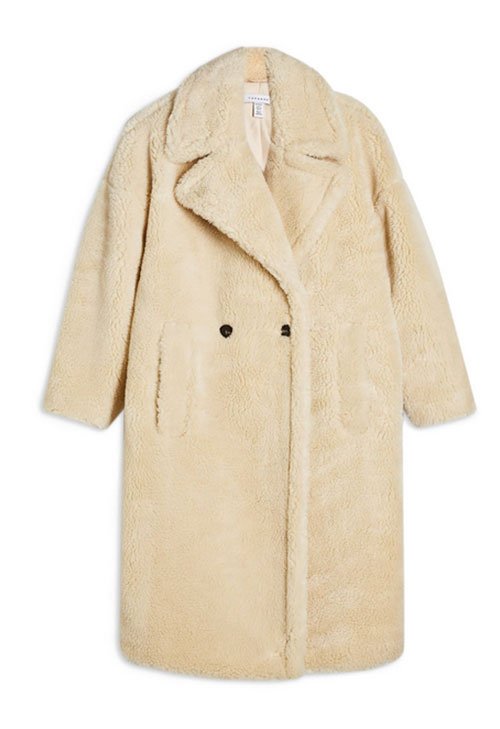 Topshop Whinnie Borg Maxi Coat layered look for less teddy bear coat cream Topshop fountainof30