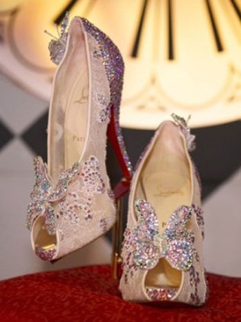 Birthday Present Lg Gift Tag Fairy Princess Sparkle rhinestones Cinderella shoes 