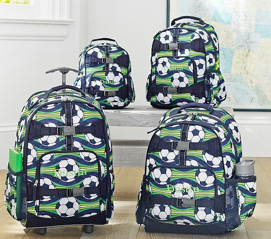 Pottery Barn Kids backpacks, soccer ball print