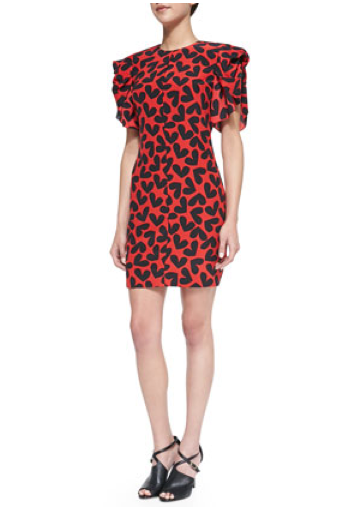 Saint Laurent, Short-Sleevedress, Heart-Print Dress