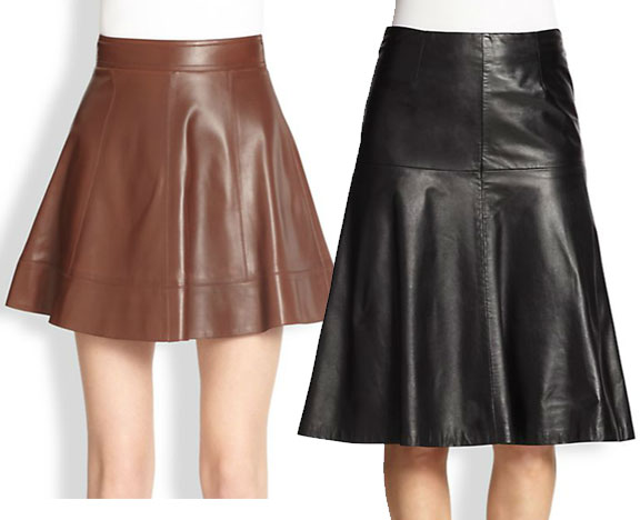 Michael Kors, Leather Flare Skirts, MILLY, Celine Leather Bell Skirt, 