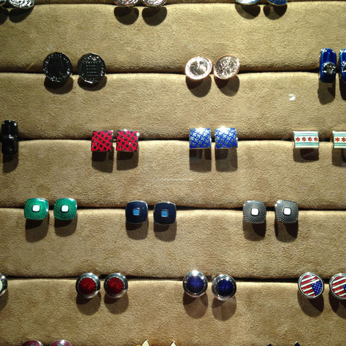 Cufflinks! See the Chicago flag version on the right.
