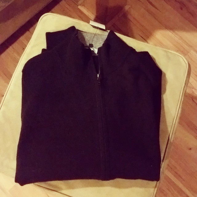 men's black cashmere zipper cardigan