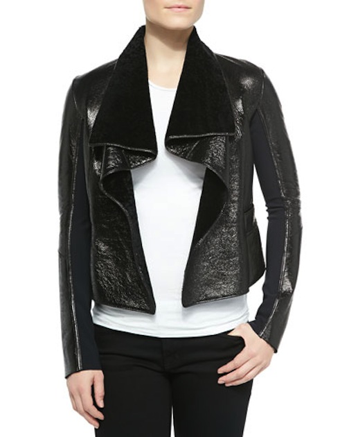Elie Tahari - Jacqueline Open-Front Shearling Jacket, Black - $1,998 --->$699 - Neiman Marcus 