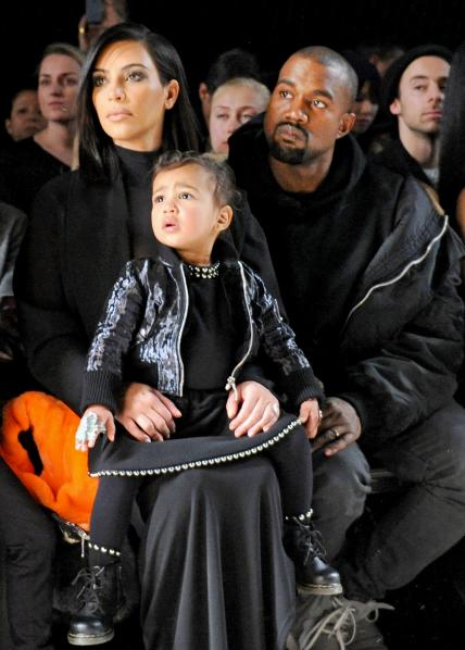 Kim Kardashian, Kanye West, and North at Alexander Wang