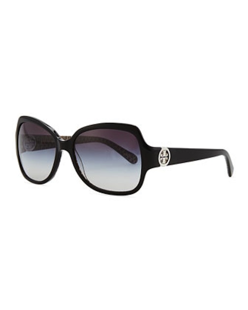 Tory Burch - Logo-Temple Rectangle Sunglasses,Black - $149 - Cusp