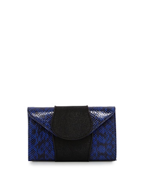 Khirma - Babo Snake & Stingray Clutch, Ink/Black - $795 - Cusp