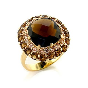 Taliyah's Faux Gold & Smokey Topaz CZ Cocktail Ring, $39