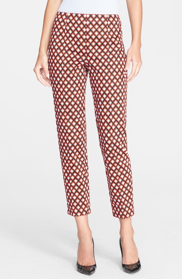 St. John Collection, Alexa Lattice Print Cotton Sateen Pants