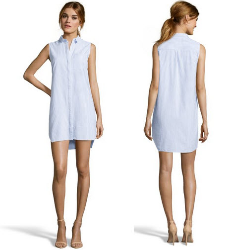Wyatt Blue and White Striped Cotton Shirt Dress