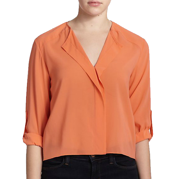 Alice + Olivia Split-Neck Stretch Silk Blouse 