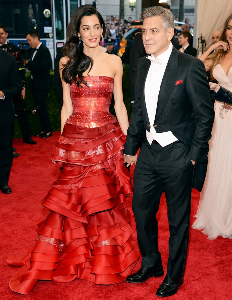 Amal Clooney in Maison Martin Margiela, George Clooney in Giorgio Armani