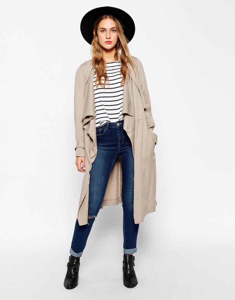 Asos Trench With Soft Waterfall Drape