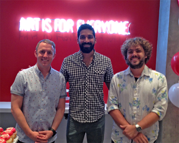 BucketFeet president Bobby Stephens with co-founders Raaja Nemani and Aaron Firestein.