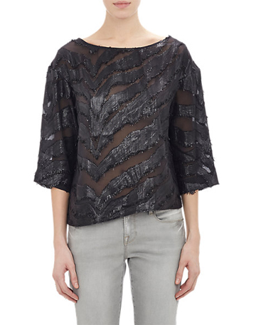  IRO, Animal-Pattern Jacquard Top, sheer