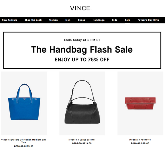 Vince Flash Handbag Sale