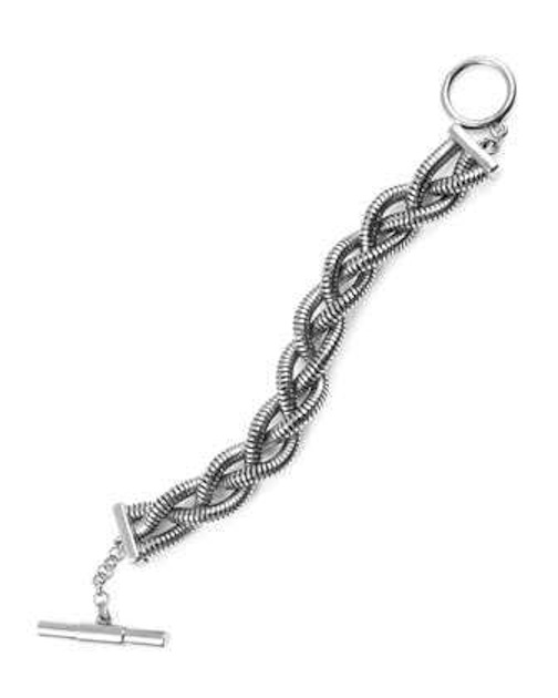 Silver-Plated, Braided Chain Bracelet 