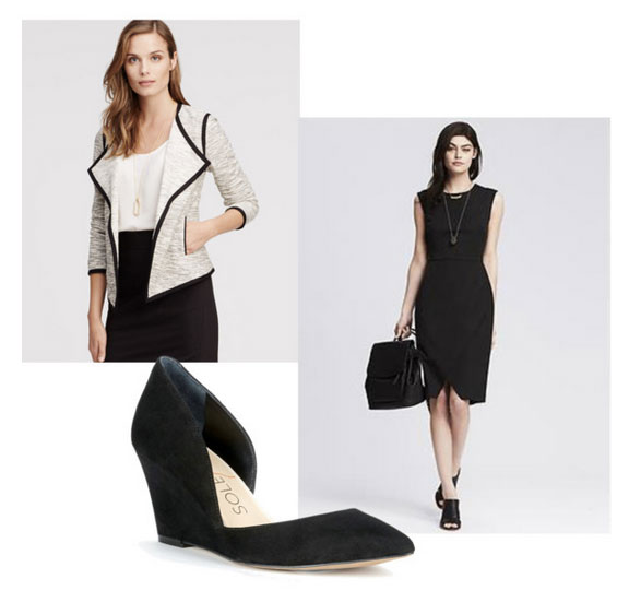 Work Wardrobe, Basic Black, Dress, Wedge