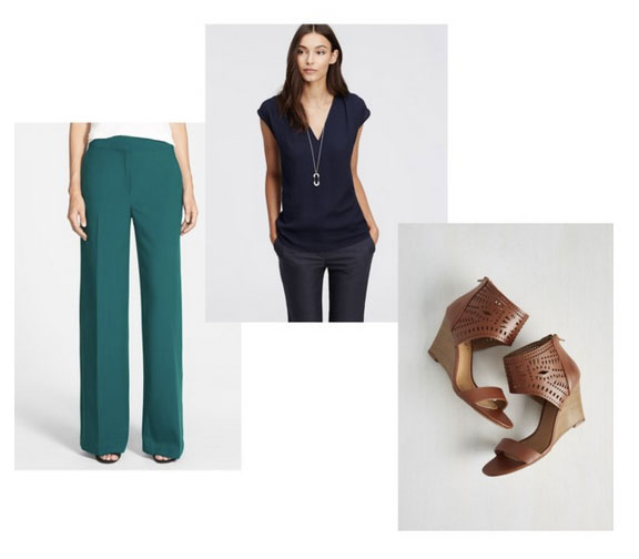 Work Wardrobe, Wide Leg Pants, pop of color