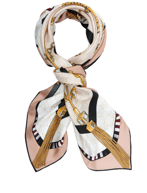 Henri Bendel, Square Silk Scarf, Tassel Print