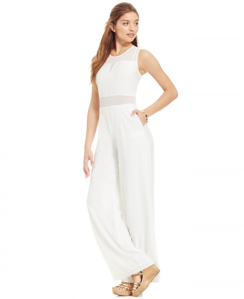 macys white jumpsuit, XOXO Juniors, Illusion-Panel