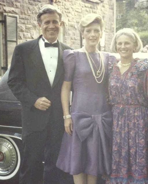 Janet Dimet, purple Scaasi,1986, Gene Dimet, Father