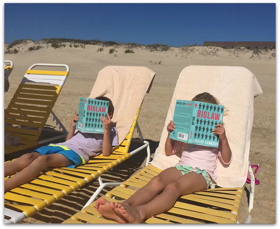 Lindsay Cameron's children doing some beach reading over Labor Day Weekend