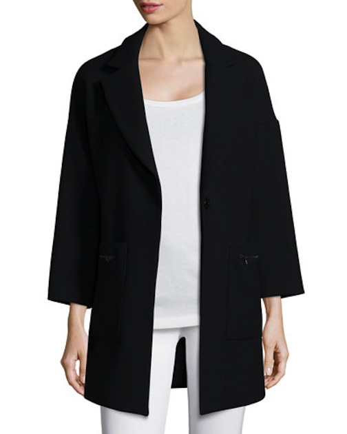 Milly - Nikki Single-Button Wool-Blend Coat, Black - $735 - Neiman Marcus