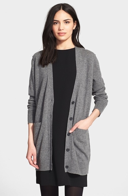 Button Cardigan, grey sweater, Vince, cashmere