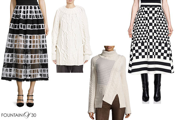 Fall '15 Fashion, Pairings, Chunky Sweaters, graphic skirts
