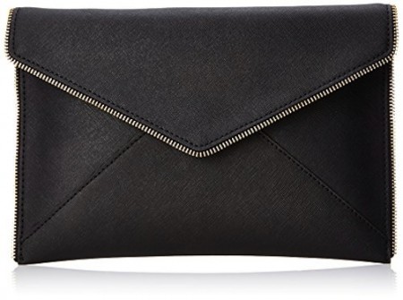 Rebecca Minkoff Leo Zipper-Trimmed Leather Envelope Clutch