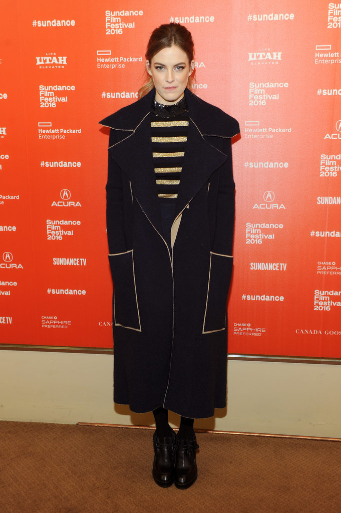 Riley Keough midi coat Sundance 2016 fashion
