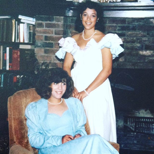 80s Girls going to prom ruffle dresses