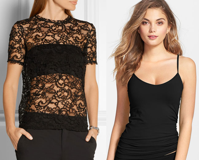 Black-Sheer-lace top-and-camisole