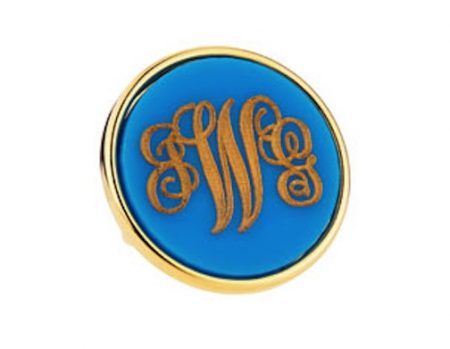 Monogram Ring Moon and Lola Large Script-Lettered Circle Acrylic script-lettered-monogram-ring-blue-gold-circle