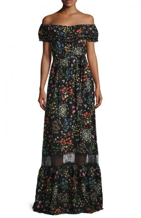 Off-the-Shoulder Floral Maxi Dress Alice + Olivai Black/Multicolor Off-the-Shoulder-Floral-Maxi-Dress