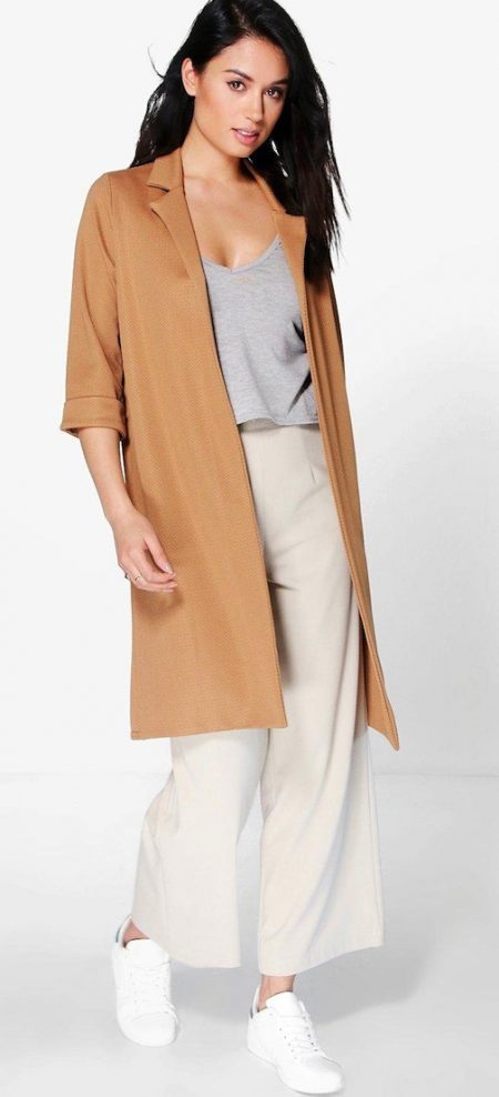 Boohoo Leah Longline Waffle Duster Coat camel-waffle-duster-caot