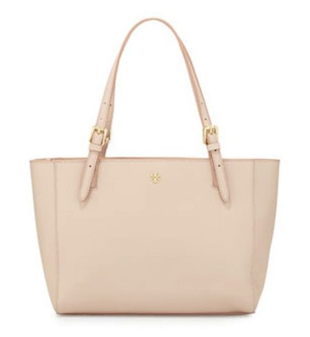 Tory Burch York Small Saffiano Leather Tote Bag in Light Oak small-leather-tote-bag-tory-burch
