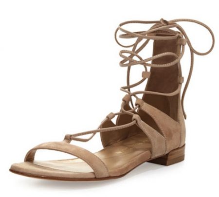 Stuart Weitzman Tie-Up Suede Flat Gladiator Sandal in Beach tan-sued-tie-up-flat-gladiator-sandal