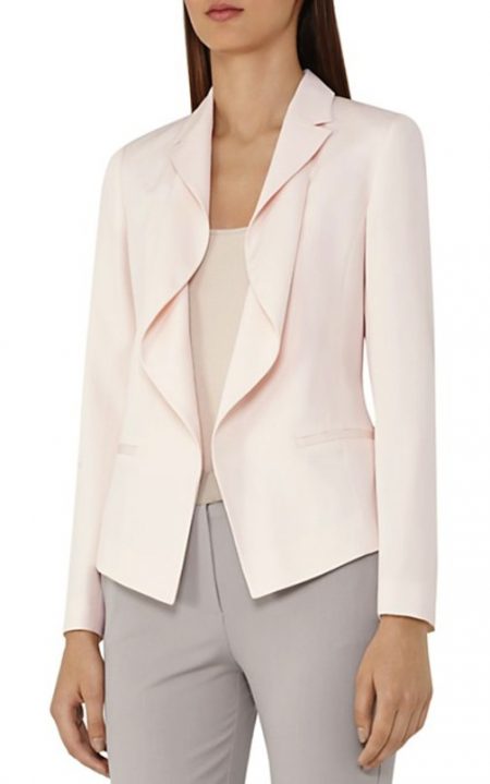 REISS Sienna Draped-Lapel Blazer pale-pink-blazer