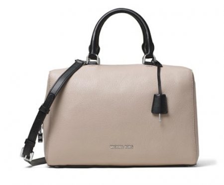 MICHAEL Michael Kors - Kirby Large Leather Satchel Bag, Cement/Black - $348