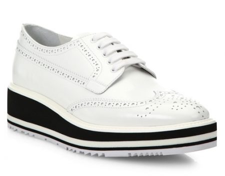 Prada Leather Brogue Platform Oxfords in White white-leather-prada-platform-oxdords-wing-tip