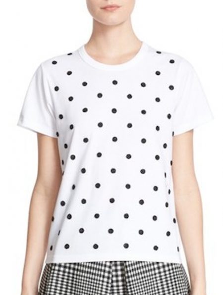 Marc Jacobs white Embellished Cotton Polka Dot Tee polka-dot-tee-marc-jacobs