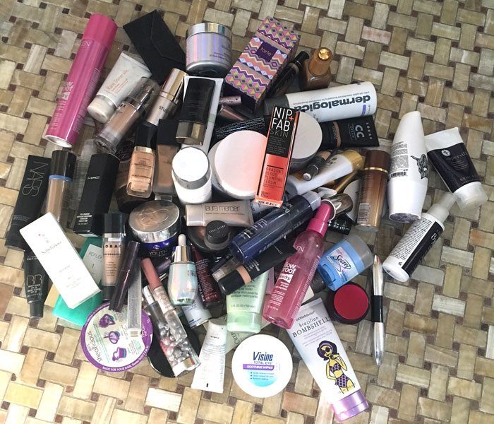 pile of beauty products caused allergies fountainof30