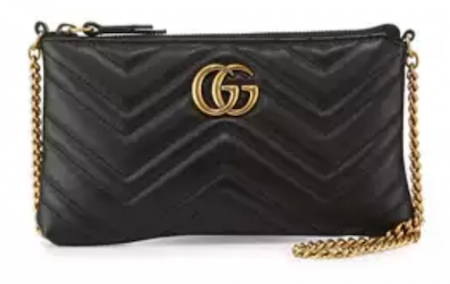 Gucci GG Marmont Mini Matelassé Chain Bag Black Alessandra Ambrosio Fashion Week Street Look