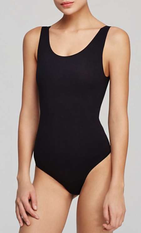 Yummie by Heather Thomson Black Ruby Scoop Neck Bodysuit Alessandra Ambrosio Fashion Week Street Look