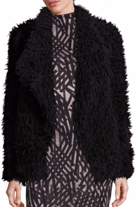 Tart Black Ari Glam Faux Fur Jacket Alessandra Ambrosio Fashion Week Street Look