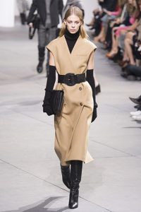 nyfw fall 17 trends black belted camel midi dress