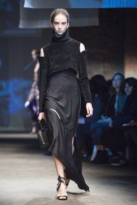 nyfw fall 17 trends slashed shoudeers black sweater runway model