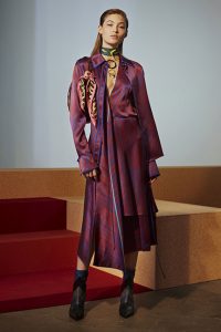 nyfw fall 17 trends asymmetic burgundy dress on model